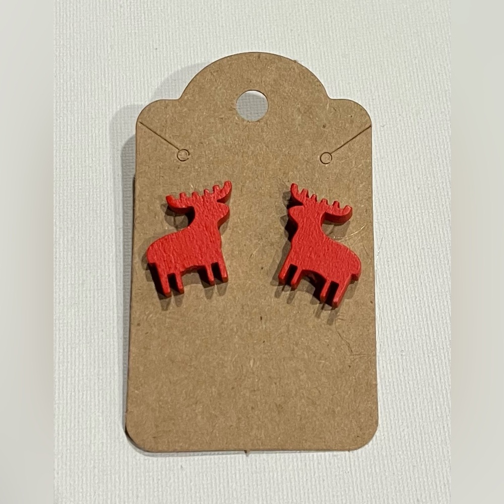 2/$15- Red Reindeer Christmas Holiday Earrings